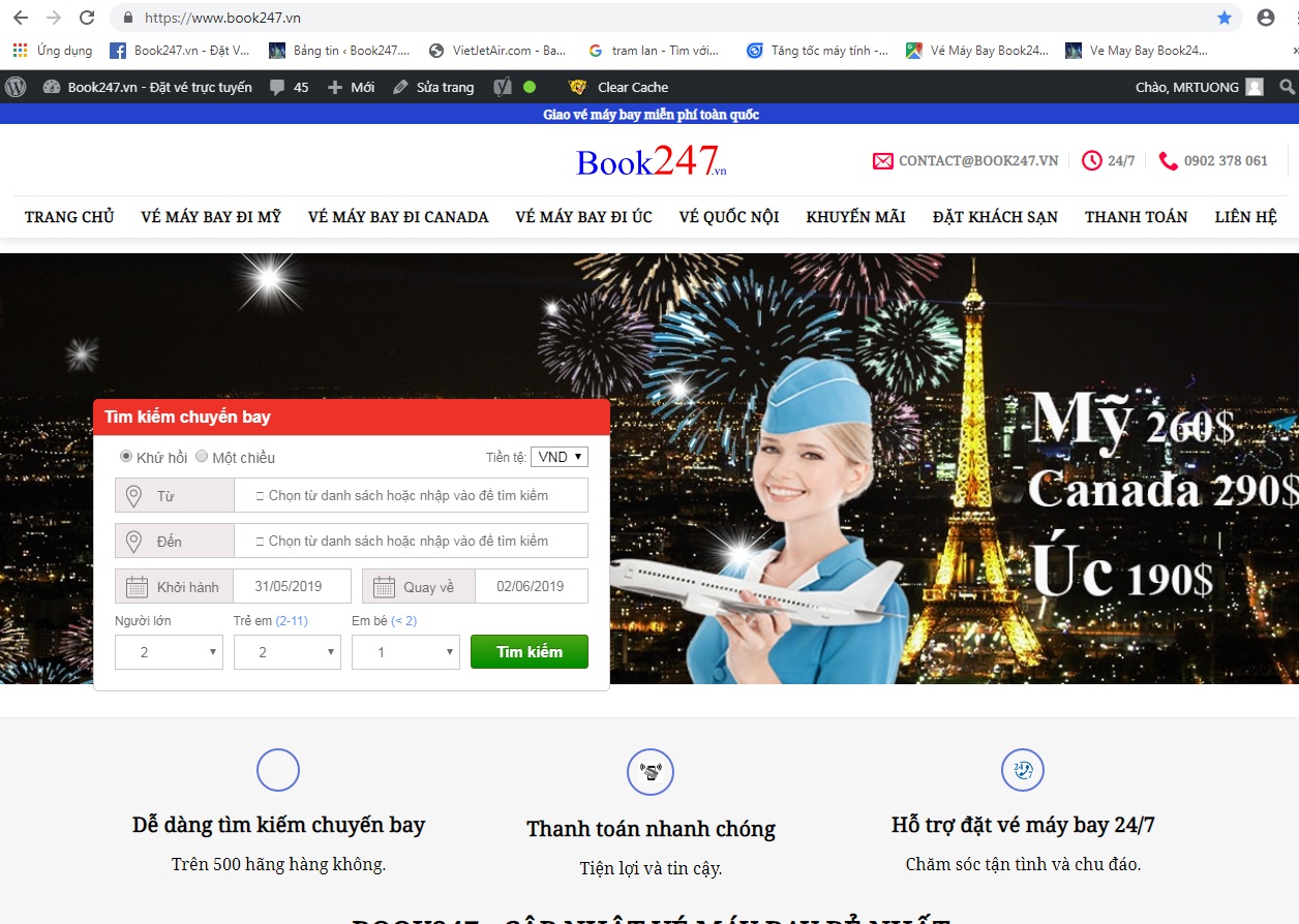 Hướng dẫn đặt vé máy bay book247